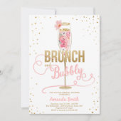 Brunch & Bubble Vrijgezellenfeest Blush Gold Champ Kaart (Voorkant)