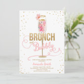 Brunch & Bubble Vrijgezellenfeest Blush Gold Champ Kaart (Staand voorkant)