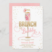Brunch & Bubble Vrijgezellenfeest Blush Gold Champ Kaart (Voorkant / Achterkant)