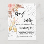 Brunch Bubble Vrijgezellenfeest blush pampas gras Uitnodiging Briefkaart (Voorkant)