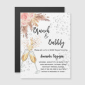 Brunch Bubble Vrijgezellenfeest blush pampas luxe Magnetische Uitnodiging (Voorkant / Achterkant)