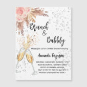 Brunch Bubble Vrijgezellenfeest blush pampas luxe Magnetische Uitnodiging (Voorkant)