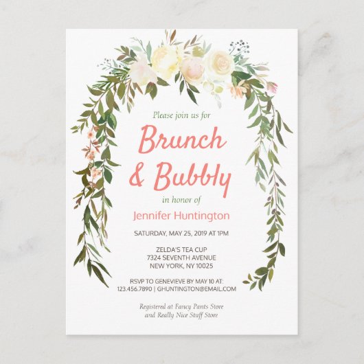 Brunch & Bubble Vrijgezellenfeest Boho Invitation Briefkaart (Voorkant)