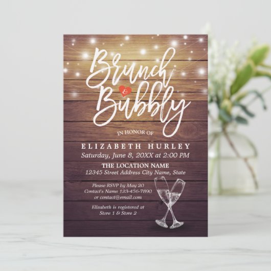 Brunch & Bubble Vrijgezellenfeest Champagne Glass  Kaart (Staand voorkant)