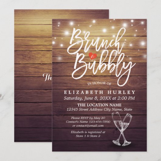 Brunch & Bubble Vrijgezellenfeest Champagne Glass  Kaart (Voorkant / Achterkant)