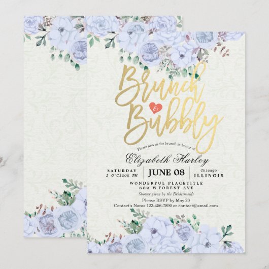 Brunch Bubble Vrijgezellenfeest Chic Waterverf Flo Kaart (Voorkant / Achterkant)