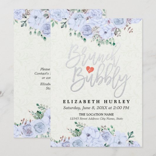 Brunch Bubble Vrijgezellenfeest Chic Waterverf Flo Kaart (Voorkant / Achterkant)