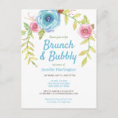 Brunch & Bubble Vrijgezellenfeest Floral Invitatio Briefkaart (Voorkant)