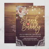 Brunch & Bubble Vrijgezellenfeest Floral String Li Kaart (Voorkant / Achterkant)