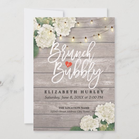 Brunch & Bubble Vrijgezellenfeest Floral String Li Kaart (Voorkant)