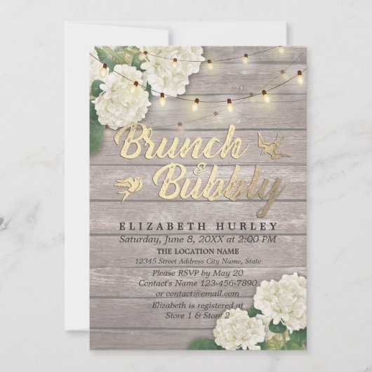 Brunch & Bubble Vrijgezellenfeest Floral String Li Kaart (Voorkant)