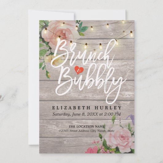 Brunch Bubble Vrijgezellenfeest Floral String Ligh Kaart (Voorkant)