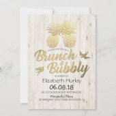 Brunch & Bubble Vrijgezellenfeest Gold Pineapples Kaart (Voorkant)