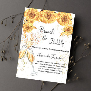 Brunch Bubble Vrijgezellenfeest gouden belletjes e Uitnodiging Briefkaart