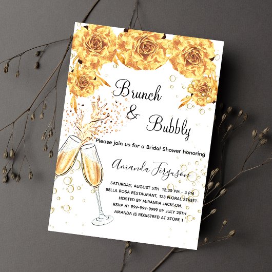 Brunch Bubble Vrijgezellenfeest gouden belletjes e Uitnodiging Briefkaart