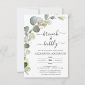 Brunch & Bubble Vrijgezellenfeest Greenery Eucalyp Kaart (Voorkant)