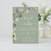 Brunch & Bubble Vrijgezellenfeest Greenery Eucalyp Kaart (Staand voorkant)