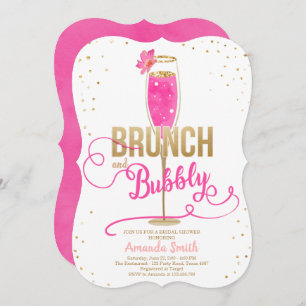 Brunch & Bubble Vrijgezellenfeest Hot Pink Champag Kaart