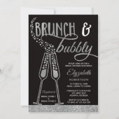 Brunch & Bubble Vrijgezellenfeest Invite, Faux Sil Kaart (Voorkant)