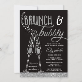 Brunch & Bubble Vrijgezellenfeest Invite, Faux Sil Kaart