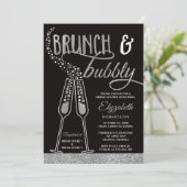 Brunch & Bubble Vrijgezellenfeest Invite, Faux Sil Kaart (Staand voorkant)