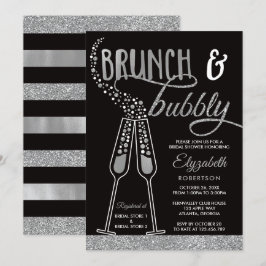 Brunch & Bubble Vrijgezellenfeest Invite, Faux Sil Kaart