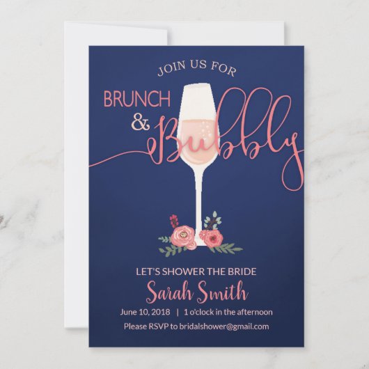 Brunch & Bubble Vrijgezellenfeest Invite Kaart (Voorkant)