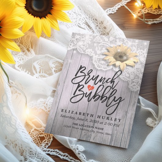 Brunch & Bubble Vrijgezellenfeest Lace Sunflower W Kaart