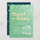 Brunch & Bubble Vrijgezellenfeest Mason Jar Green  Kaart (Voorkant / Achterkant)