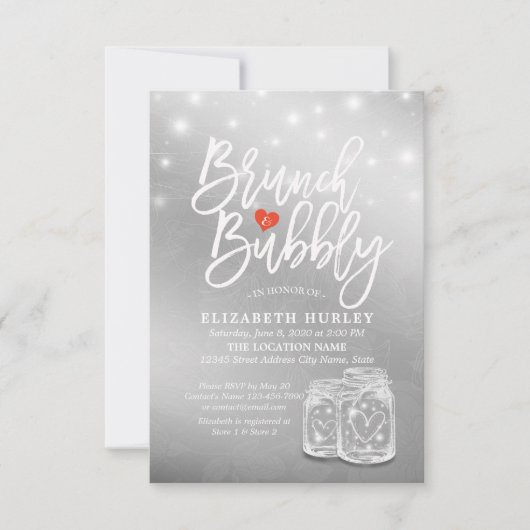 Brunch Bubble Vrijgezellenfeest Mason Jar String L Kaart (Voorkant)