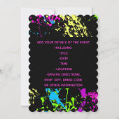 Brunch Bubble Vrijgezellenfeest Neon Paint Splatte Kaart (Achterkant)