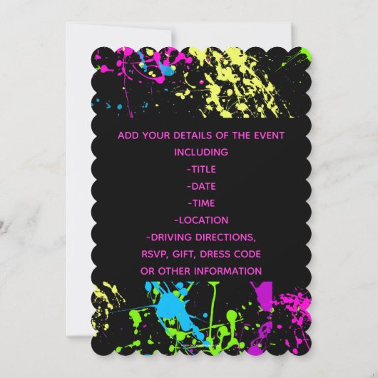 Brunch Bubble Vrijgezellenfeest Neon Paint Splatte Kaart (Achterkant)