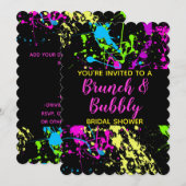 Brunch Bubble Vrijgezellenfeest Neon Paint Splatte Kaart (Voorkant / Achterkant)
