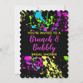 Brunch Bubble Vrijgezellenfeest Neon Paint Splatte Kaart (Voorkant)