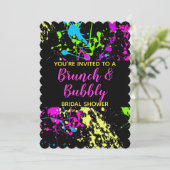 Brunch Bubble Vrijgezellenfeest Neon Paint Splatte Kaart (Staand voorkant)