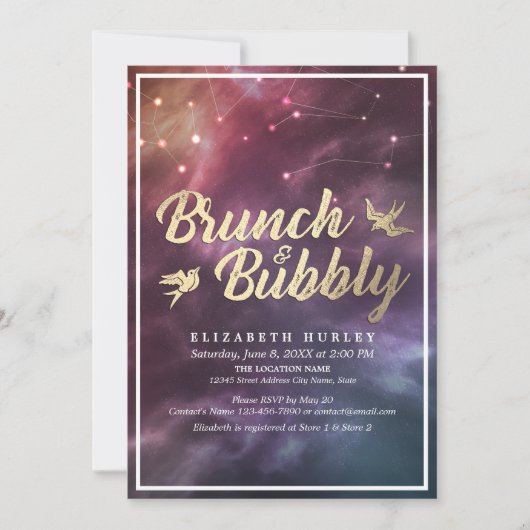 Brunch Bubble Vrijgezellenfeest Night Stars Sky Ga Kaart (Voorkant)