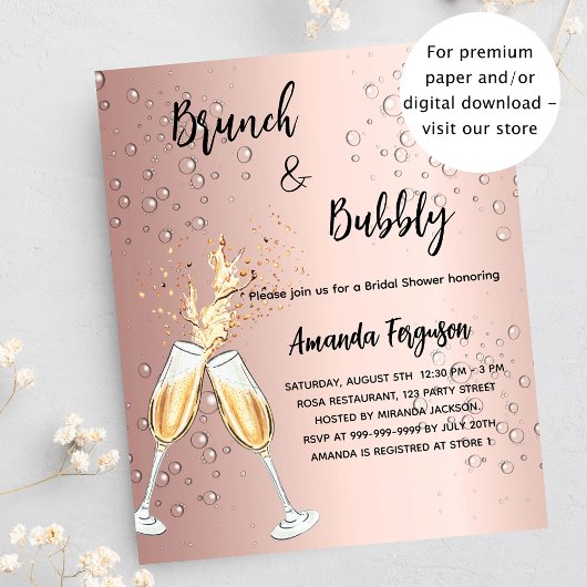 Brunch Bubble Vrijgezellenfeest roos budget uitnod Flyer