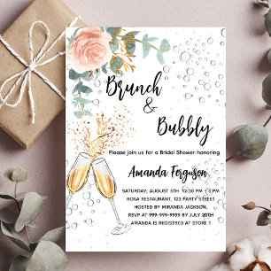 Brunch Bubble Vrijgezellenfeest roos floral luxe Kaart