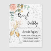 Brunch Bubble Vrijgezellenfeest roos floral luxe Magnetische Uitnodiging (Voorkant)