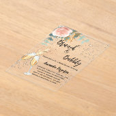 Brunch Bubble Vrijgezellenfeest roos goudfloral Acryl Uitnodigingen (Laagn)