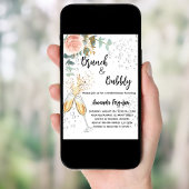 Brunch Bubble Vrijgezellenfeest roos goudfloral Kaart