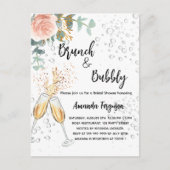 Brunch Bubble Vrijgezellenfeest roos goudfloral Uitnodiging Briefkaart (Voorkant)