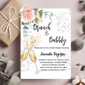 Brunch Bubble Vrijgezellenfeest roos goudfloral Uitnodiging Briefkaart