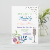 Brunch & Bubble Vrijgezellenfeest Silver Floral In Kaart (Staand voorkant)