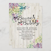 Brunch Bubble Vrijgezellenfeest Succulent Rustic W Kaart (Voorkant / Achterkant)