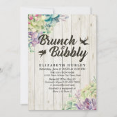 Brunch Bubble Vrijgezellenfeest Succulent Rustic W Kaart (Voorkant)