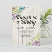 Brunch Bubble Vrijgezellenfeest Succulent Rustic W Kaart (Staand voorkant)