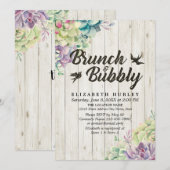 Brunch Bubble Vrijgezellenfeest Succulent Rustic W Kaart (Voorkant / Achterkant)