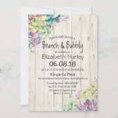 Brunch Bubble Vrijgezellenfeest Succulent Rustic W Kaart (Voorkant)