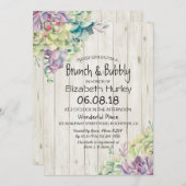 Brunch Bubble Vrijgezellenfeest Succulent Rustic W Kaart (Voorkant / Achterkant)